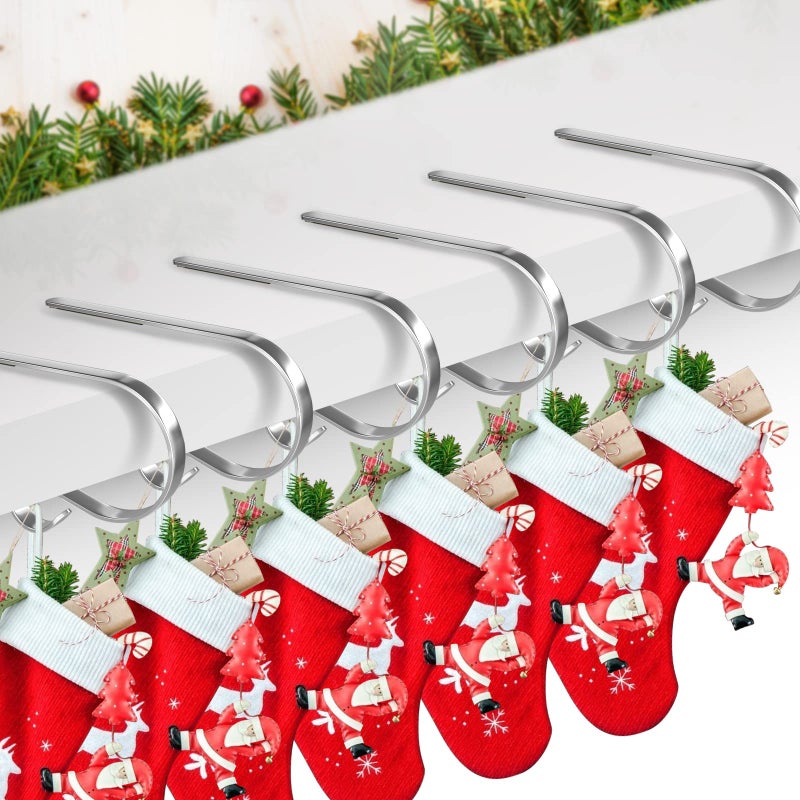 Ginbel Direct 6 Pack Christmas Stocking Holders Mantel Stocking Hanger Christmas Decoration Supplies - Image 2